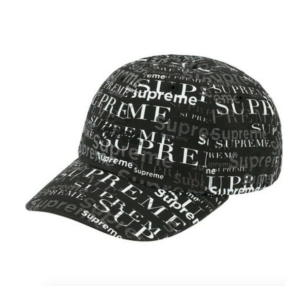 Supreme Other - SUPREME LOGO PATTERN 6-PANEL HAT - BLACK